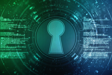 Lock Key Hole on digital screen,cyber security concept background. Data protection Cyber Security Privacy Business Internet Technology Concept