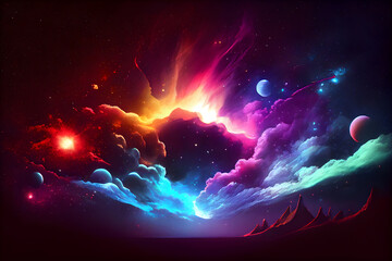 Fototapeta na wymiar Fantasy space background with stars and nebula. AI Generative