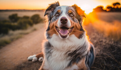 Australian Shepherd dog. beautiful instagram photography - Generative AI
