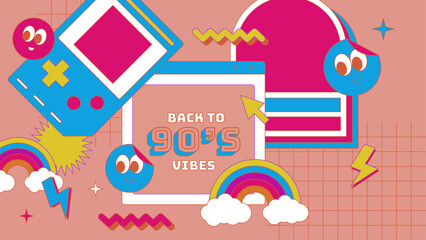 vector flat nostalgic 90's youtube channel art