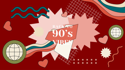 vector flat design 90s party twitch background