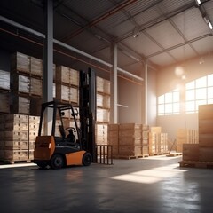 Fototapeta na wymiar storage transportation warehouse sun distribution box cargo logistic forklift delivery. Generative AI. Generative AI