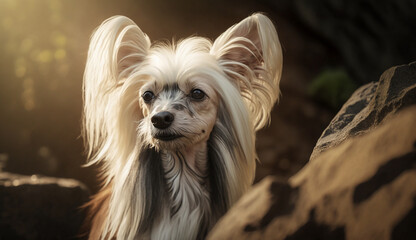 Chinese Crested dog. beautiful instagram photography - Generative AI
