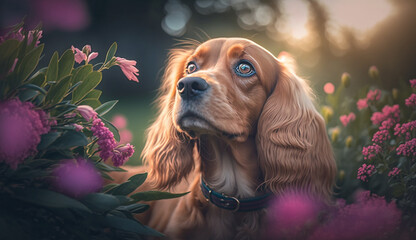 Cocker Spaniel dog. beautiful instagram photography - Generative AI

