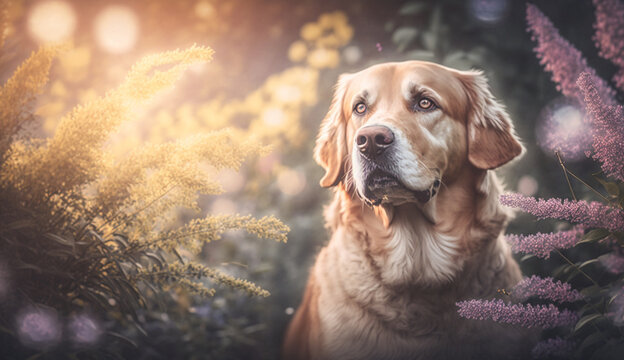 Golden Retriever dog. beautiful instagram photography - Generative AI
