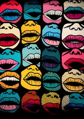 lipstick woman female poster abstract kiss sensual art illustration lips mouth. Generative AI. Generative AI