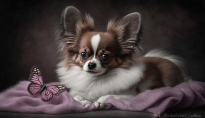Papillon dog. beautiful instagram photography - Generative AI

