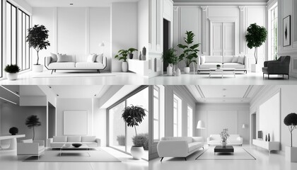 Fototapeta na wymiar Minimalist modern living room generative Ai