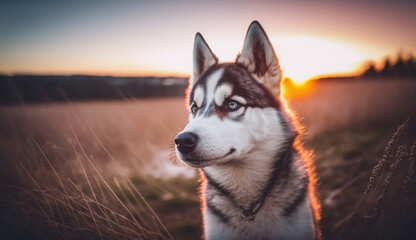 Siberian Husky dog. beautiful instagram photography - Generative AI
