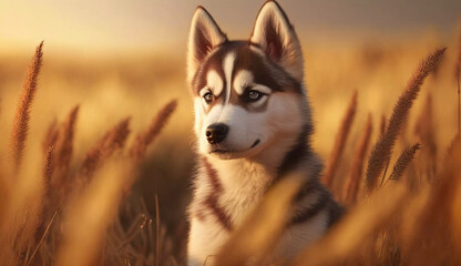Siberian Husky dog. beautiful instagram photography - Generative AI
