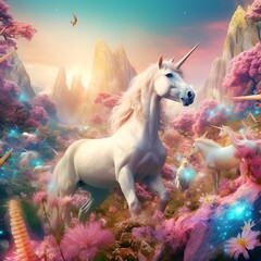 Obraz na płótnie Canvas Unicorn background paper, Generative AI