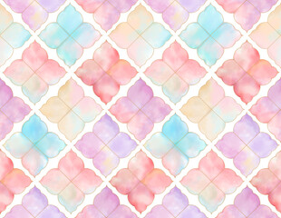 Digital painted multicolor flower like geometrical allover seamless tile print pattern in repeat