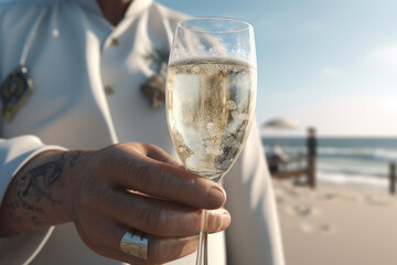 Obraz premium champagne pouring into glass, Generative AI 