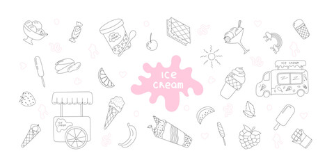 hand drawn vector illustration ice cream set