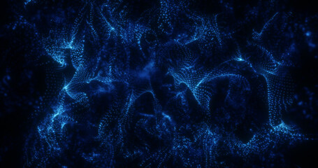 Abstract blue energy lines and particles magical bright glowing futuristic hi-tech background