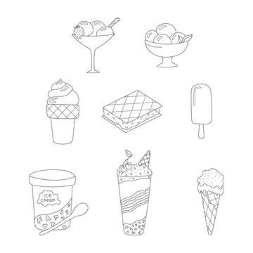 hand drawn vector illustration ice cream set