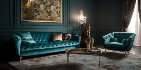 Timeless Elegance Antique Sofa Salon Offers a Touch of Royalty, Generative AI