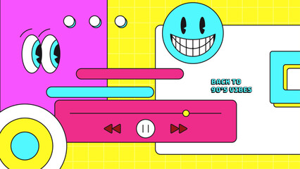 vector hand drawn 90s party twitch background