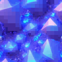 Crystalline Endless background, Seamless pattern. Vector pixelated illustration. Rectangular design.