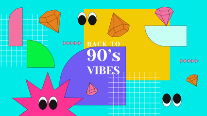 90's vibes asset element retro, vintage separated clip art, pop art illustration