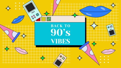 vector hand drawn flat nostalgic 90's youtube channel art