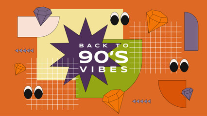 Vector hand draw nostalgic back to 90's template