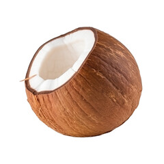 An open coconut isolated on transparent background, Generative AI