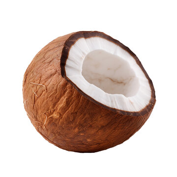 An open coconut isolated on transparent background, Generative AI