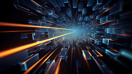 Fototapeta premium Modern abstract digital 3D background. Copy space. Based on Generative AI