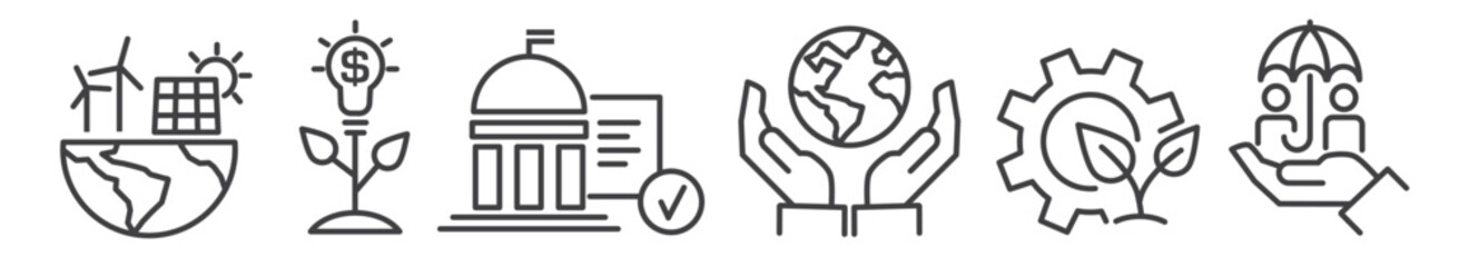 ESG Environment Social Governance vector line icons - thin line icon collection on white background