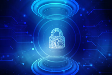 2d illustration Safety concept: Closed Padlock on digital background
