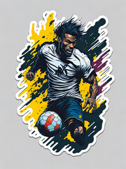 Digital art sticker t shirt logo print design of football soccer player sport game