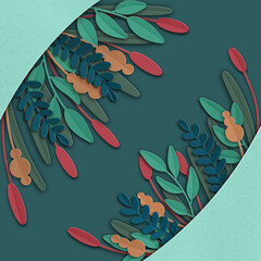 Paper cut  style floral background.