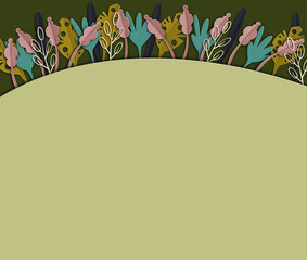 Paper cut style background with flowers