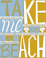 Take me to the beach paper cut style poster.