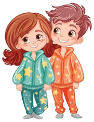 Abwaschbare Fototapete Kinder Cute cartoon character in pajamas