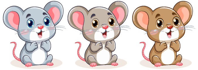 Cute Little Mouse with Big Ears Characters Collection