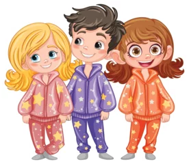 Foto op Plexiglas Kinderen Cute cartoon character in pajamas