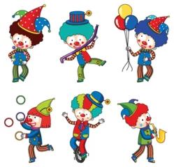 Abwaschbare Fototapete Kinder Set of Playful Clowns