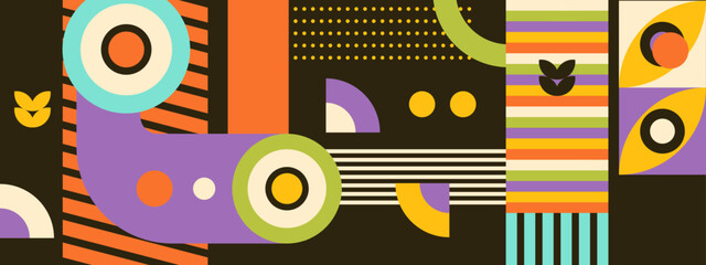 Obraz premium Geometric vector a retro style design banner.