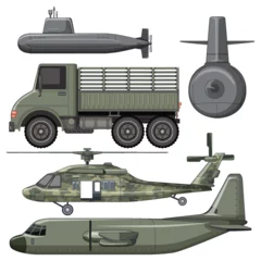 Foto op Plexiglas Kinderen Set of military vehicles