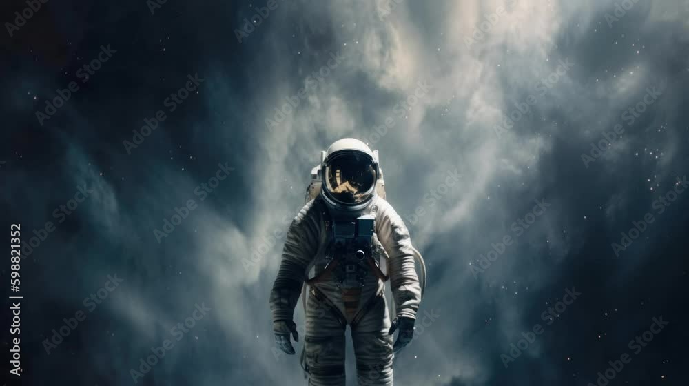 Canvas Prints space suits isolated on space background. motion. ai generated.