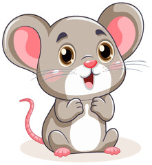 Cute Little Mouse with Big Ears Cartoon Character