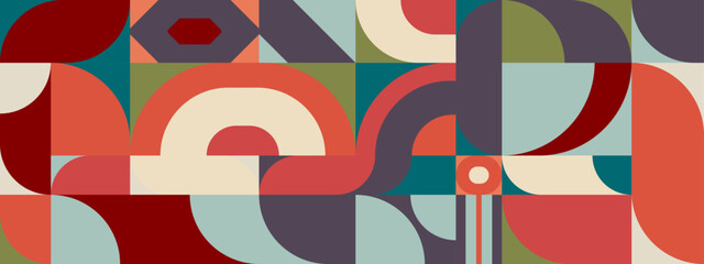 Obraz premium Colorful geometric Retro pattern design banner