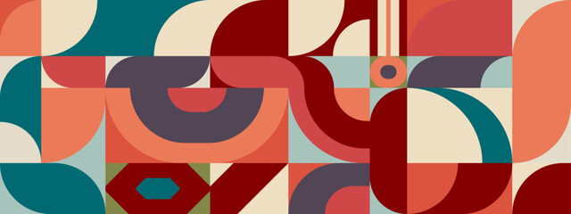 Geometric abstract pattern design in retro style. Vector illustration.