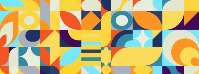 Vintage abstract geometrict colorful retro design banner