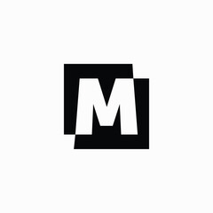 M Letter Lettermark Square Initial Negative Space Logo Vector Icon Illustration
