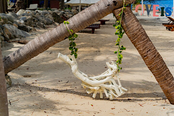 Beach holidays. Dam Bay on an island near Nha Trang in Vietnam. Tourist destination.