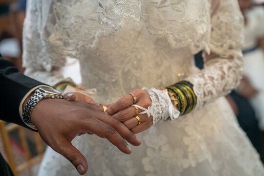 Ring exchange at a catholic wedding