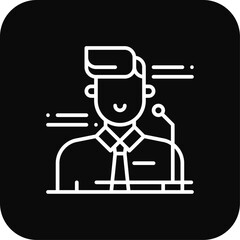 Speaker Business icon with black filled line style. speech, sound, communication, equipment, audio, communicate, broadcast. Vector illustration